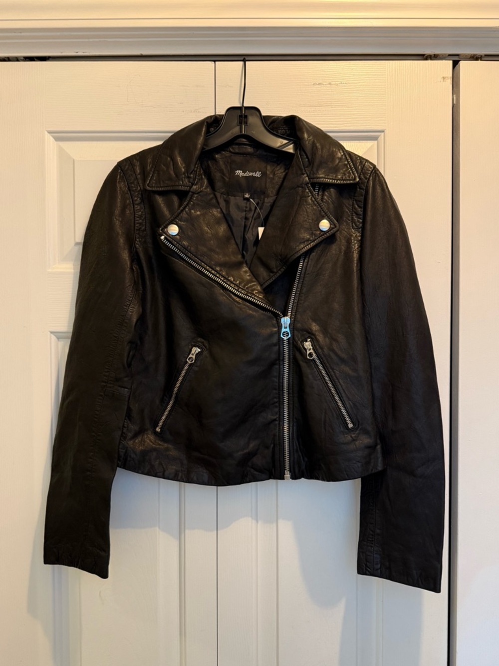 NWT Madewell Washed Leather Motorcycle Jacket moto M Style E0488 - Picture 6 of 10
